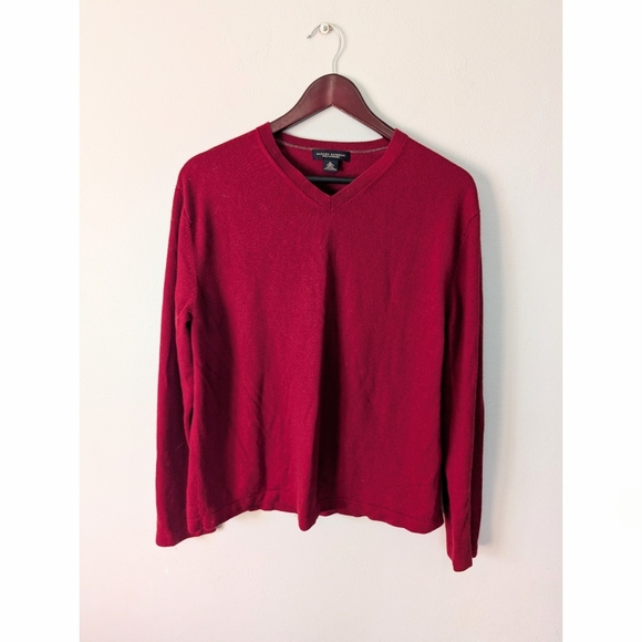 Banana Republic Silk Cashmere Knit Deep Red Burgundy V-Neck Sweater Size XL